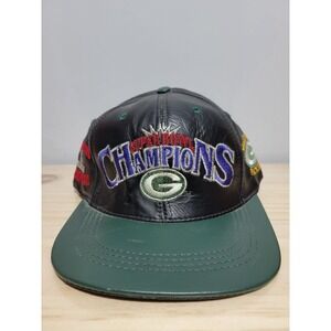 vtg 90s GREENBAY PACKERS SUPERBOWL Hat // nfl champ wisconsin fan sports leather